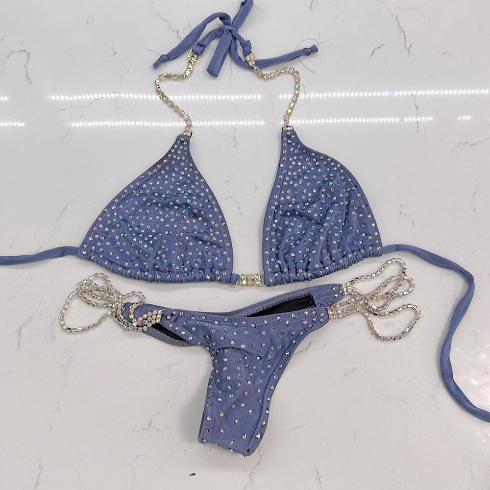 Handmade high quality rhinestones bikini competition suit worn once for a show